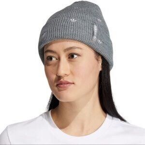 Adidas Gray Knit All Over Print Trefoil Logo Beanie